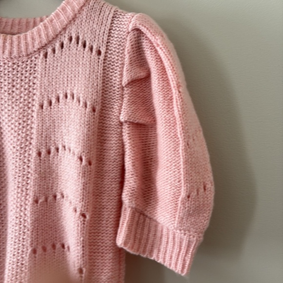 English Factory Short Puff Pleated Sleeve Sweater Chunky Knit Pale Pink Size XS - Picture 5 of 12